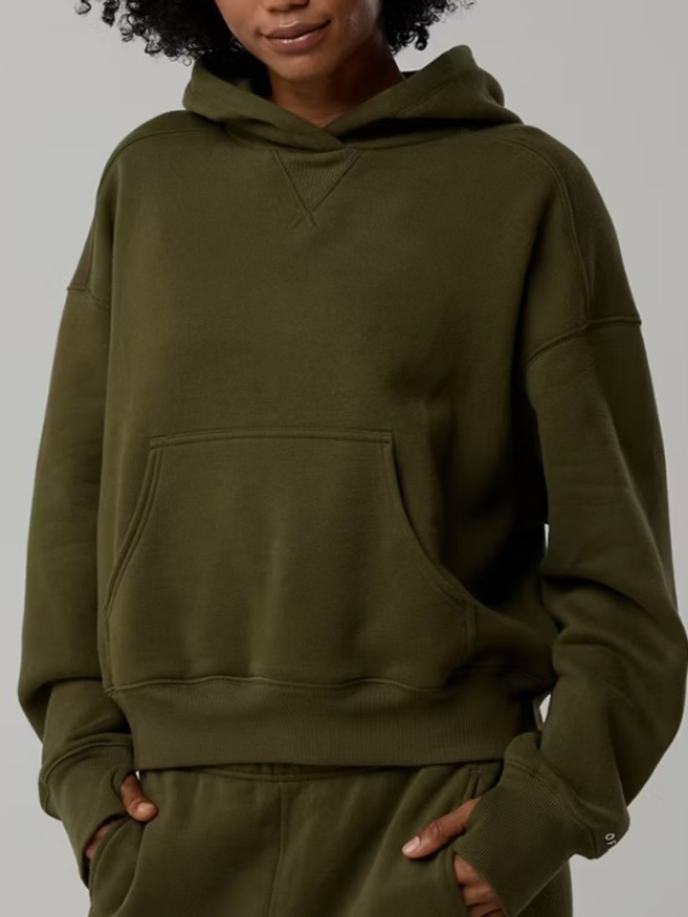 Aerie Cloud Fleece Classic Length Hoodie | Military Green